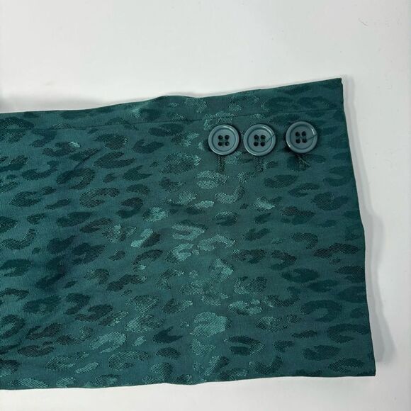 L*Space Blazer Women's 2 Revolve Bennytt Emerald Green Silky Leopard Holiday New - Picture 5 of 8